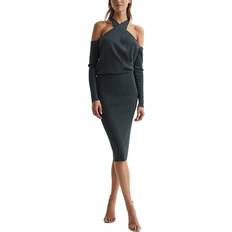 Korte jurk - Turkoois Jurken Reiss Raina Halter Knitted Bodycon Dress -