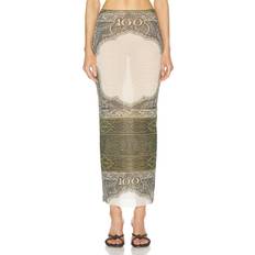 Giallo Gonne Jean Paul Gaultier Cartouche Mesh Long Skirt - Green Ecru Black/Orange