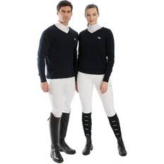 Equestrian Jumpers Horseware Signature Adult Cotton Knitted V-Neck Sweater - Navy