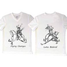 Mesh T-shirts Flying Lead Changes V-Neck Ladies Tee Shirt - White