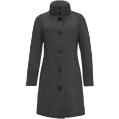 Ajustado Abrigos s.Oliver Twill Coat with Knitted Stand Up Collar and Pockets - Dark Gray