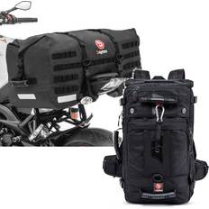 Bagtecs Set: Motorrad Hecktasche SX70 70Ltr wasserdicht in sw mit Motorrad Rucksack HK4 Hecktasche 45Ltr in sw