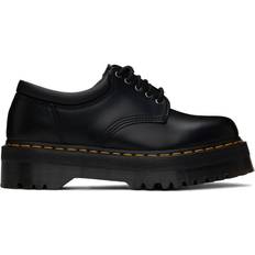 8053 Polished Smooth Leather Platform Casual Shoes - Black