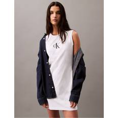 Calvin Klein Short Dresses Calvin Klein Monogram Logo Sleeveless T-Shirt Dress - White