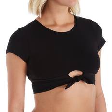 Swimwear Robin Piccone Ava Cropped T-Shirt Bikini Top - Black