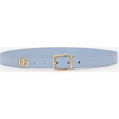 Dolce & Gabbana Blue Belts Dolce & Gabbana Dg Logo Leather Belt Woman Light Blue