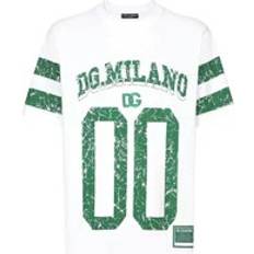 Dolce & Gabbana Mies T-paidat Dolce & Gabbana Crackle Football Print T-Shirt White