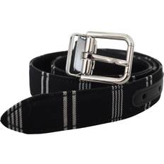 Cotton - Women Belts Dolce & Gabbana Black White Cotton Metal Silver Buckle Belt