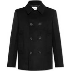 Ferragamo Men Outerwear Ferragamo Double-Breasted Wool Coat - Black