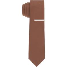 Brown - Men Ties Perry Ellis Oxford Solid Slim Tie - Chocolate/Brown