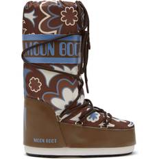 Moon Boot Icon Flower-Print Boots - Brown/Elephant Grey