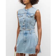 Cotone Gilet Agolde Leo Cropped Denim Vest - Blue