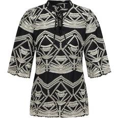 Ekologiskt material - Svarta Blusar Bruuns Bazaar Arvensis Larin Shirt - Black/Cream