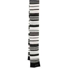 Blanc - Femme Écharpes Ganni Striped Soft Wool Scarf - Black