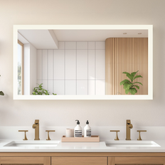 Bathroom Mirrors Beijing Rectangular Frameless LED Wall Bath Vanity Mirror 60W x 32H