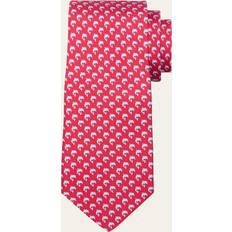 Rojo Corbatas Ferragamo Dolphin Print Silk Tie - Red