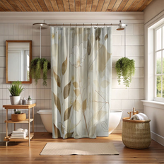 East Urban Home White Gold Leaf Shower Curtain 74 x 71 in