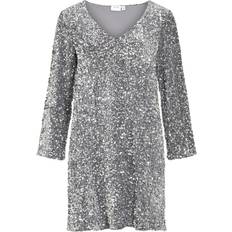 Damen - Silber Kleider Vila V-neck Sequin Short Dress