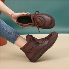 SLOERT Womens Versatile Hightop Short Boots - Coffee