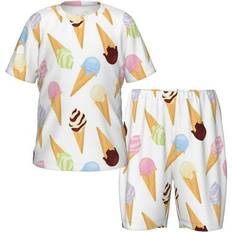 Pajamases ZHBwal Toddler Boys Girls Pajamas Set - Cartoon Colourful Ice Cream