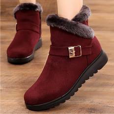 Purple Boots Maxpower Winter Boots Women Shoe Solid Flat Plush - Dark Purple