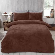 Brentfords Teddy Fleece Duvet Cover Brown (260x220cm)