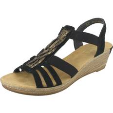 Rieker Pantofole e Sandali Rieker Ladies Wedge Summer Sandals - Black