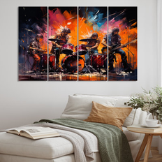 Winston Porter Rock Band In Action IV Canvas Pieces 28.0 H x 48.0 W x 1.0 D Framed Art 4