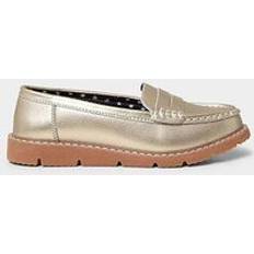 Yellow Low Shoes Joe Browns Metallic Leather Loafers - Gold/Yellow