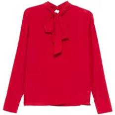 Twinset Red Crepe Shirt with Mock Neck - Red