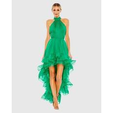Mac Duggal Ruffle Tiered High Low Pleated Maxi Gown - Emerald
