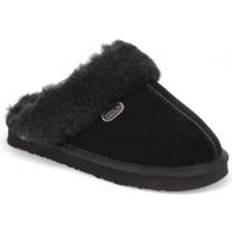 Faux-Fur-Lined Mule Slippers - Black