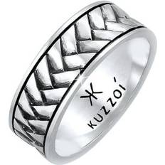 Kuzzoi Julie & Grace Inc. KUZZOI Men 27 Fishbone Pattern Wedding Band Ring 925 Silver
