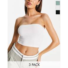 ASOS DESIGN Ultimate Bandeau Crop Top 3 Pack - Black/White/Khaki-Multi