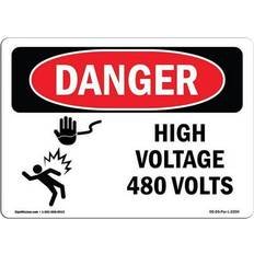 Office Supplies SignMission OSHA Danger Sign 12 x 18 in High Voltage 480 Volts