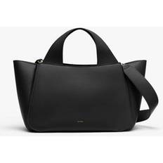 Cuyana Women's Mila Satchel Bag in Black Pebbled Leather by Cuyana