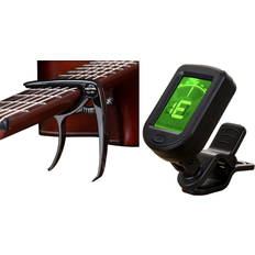 Guitar capo Evermart Guitar Capo med Clip-On & Digital Tuner