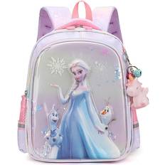 Bags Dinamr (Purple Elsa) Print Trendy Cartoon Kids Backpack With Comfortable Curved Straps And Fun Pattern