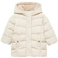 White Jackets Mango Faux Fur Lined Padded Coat - Cream