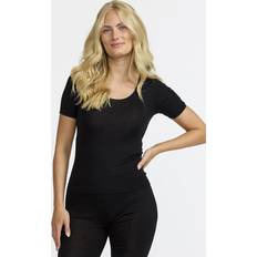 Dam - Silke/Siden T-shirts Damella Siv T-Shirt - Svart