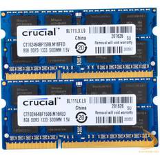 Crucial DDR3 RAM Memory Crucial 2pcs 8gb 2rx8 pc3-10600s ddr3-1333mhz sodimm laptop memory ram 1.5v dd