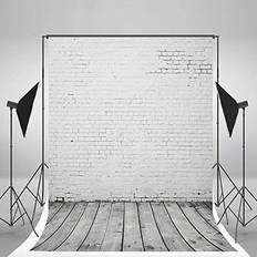 Conbicy JDQZM, 5x7ft Retro White Brick Wall FloorPhotography Studio Backdrop Background