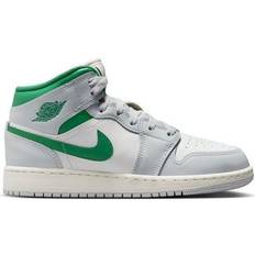 Nike Air Jordan 1 Mid GS - Summit White/Pure Platinum/Sail/Pine Green