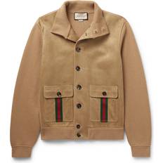 Gucci Oberbekleidung Gucci Webbing Trimmed Suede Wool Jacket - Brown