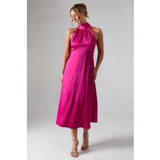 Oasis Satin Halter Neck Midi Dress - Light Pink