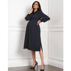 Pleated Waist Maternity Nursing Shirt Dress