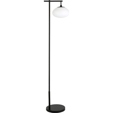 Homeroots Black Reading 68" With White Frosted Glass Globe Shade Floor Lamp