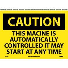 Office Supplies National Marker Caution Machine May Start At Any Time Sign 10 x 14