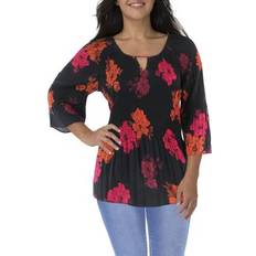 Avenue Blouses Avenue Plus Womens Floral Rint Pleated Blouse