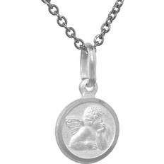 Trust Jewelry 925 Sterling Silver Guardian Angel Round Medal Pendant 10mm